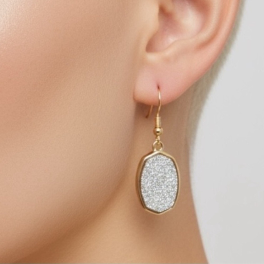 Jasmine Lane Jewelry Co Silver Gold Glitter Dangle Earrings
